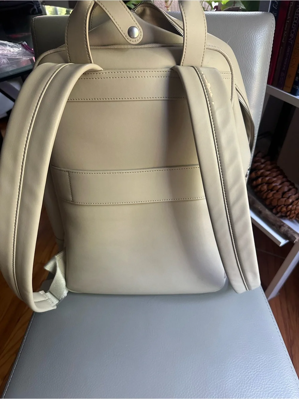 Monos Metro Backpack in Ivory Vegan Leather